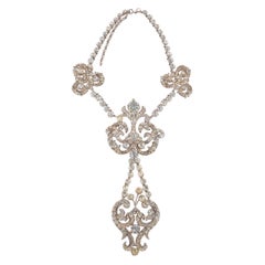 Antique Theater Golden Metal Drama Rhinestone Necklace