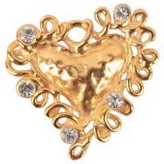 Christian Lacroix Heart Brooch with Rhinestones