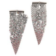 Paco Rabanne Earrings Made of Coat-of-Mail and Pink Rhinestones