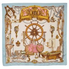 Hermès Silk Twill Foulard / Scarf with the "Bateau À Vapeur", 1962