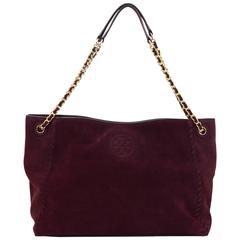 Tory Burch Wine Suede Marion Tote Bag