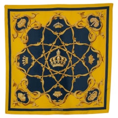 Vintage Hermès Silk Twill Scarf / Foulard Entitled with 'Crowns Couronnes', 1969