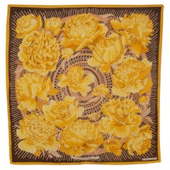Hermès Silk Foulard / Scarf Entitled with 'Peonies', 1977