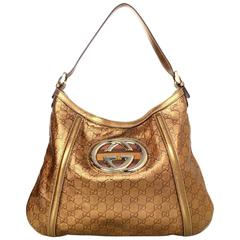 Gucci Bronze Leather Monogram Guccissima Shoulder Bag rt. $1,730 9
