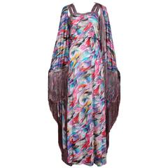 Missoni Multi-Colored Abstract Print Maxi Dress & Shawl