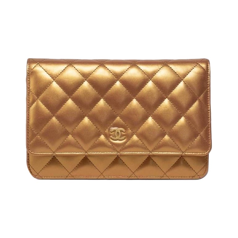 Portefeuille Chanel Borsa a Spalla sur chaîne Perlata Arancio en vente