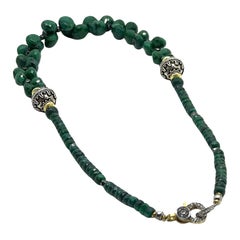 Faceted Emerald Necklace w/Diamond Clasp