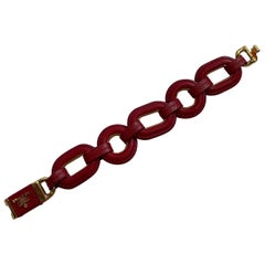 Prada bracelet in dark red saffiano leather