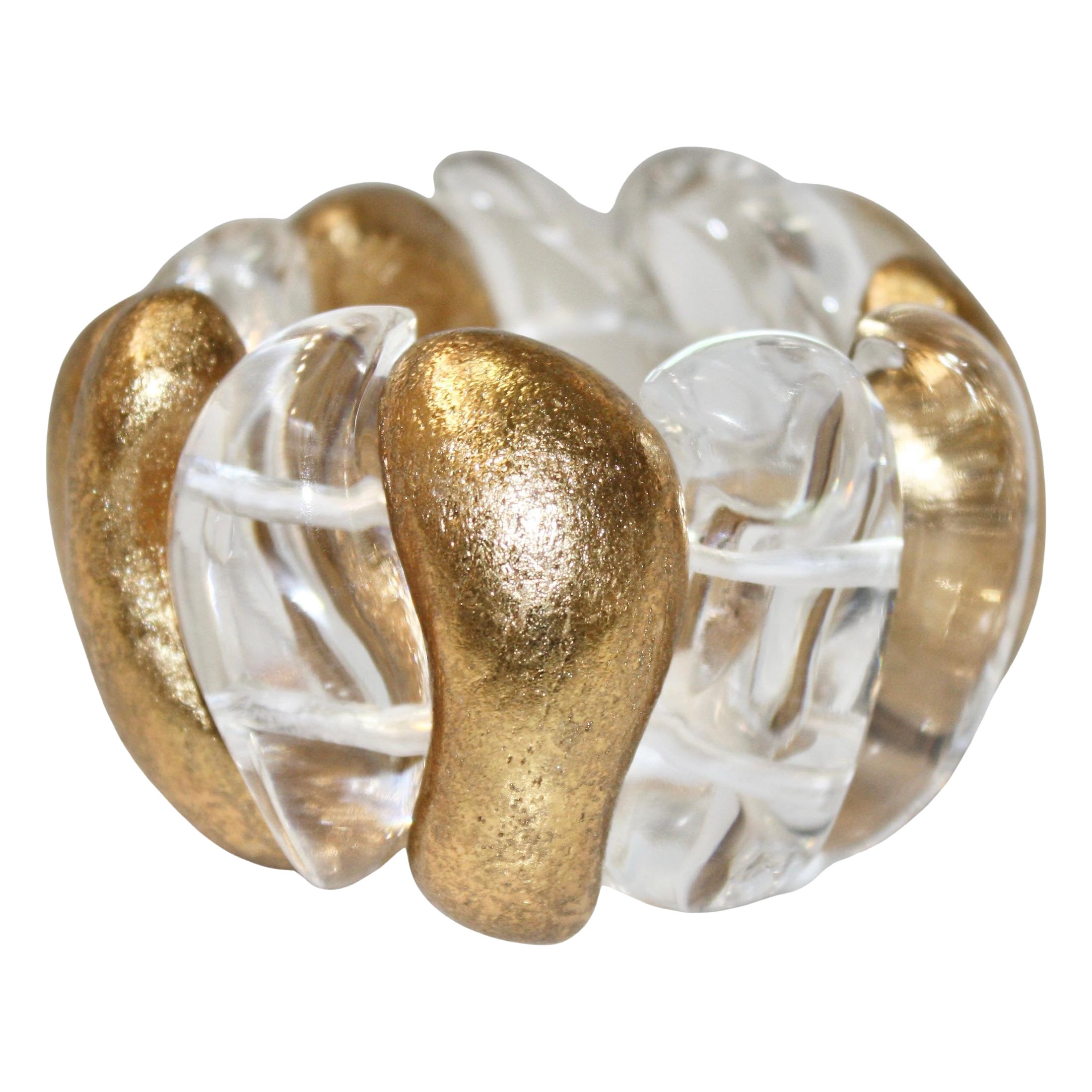 Monies Acrylic and Acacia Gold Foil Bracelet For Sale
