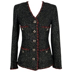 Chanel Nueva Legendaria CC Botones Joya Chaqueta de Tweed Negra