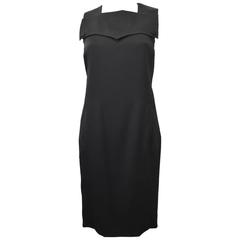 Givenchy Black Silk Sleeveless Dress with a Buttoned Fold Over Panel