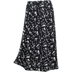 1982 Yves Saint Laurent Crepe Musical Note Print Skirt Documented 8