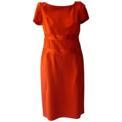 Lovely Carolina Herrera Red Silk Dress with PLEATED BACK  10 US