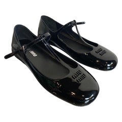 Black patent leather new Miu Miu ballet flats