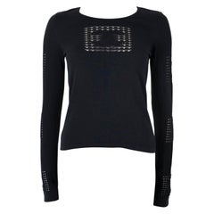 Chanel coton noir VINTAGE CC LACE KNIT Pull XS / S