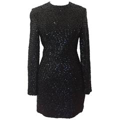 Carolyn Roehm Black Long Sleeve Sequin Cocktail Dress 1