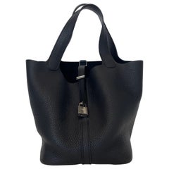 Hermès Black Clemence Picotin Lock 22 Bag