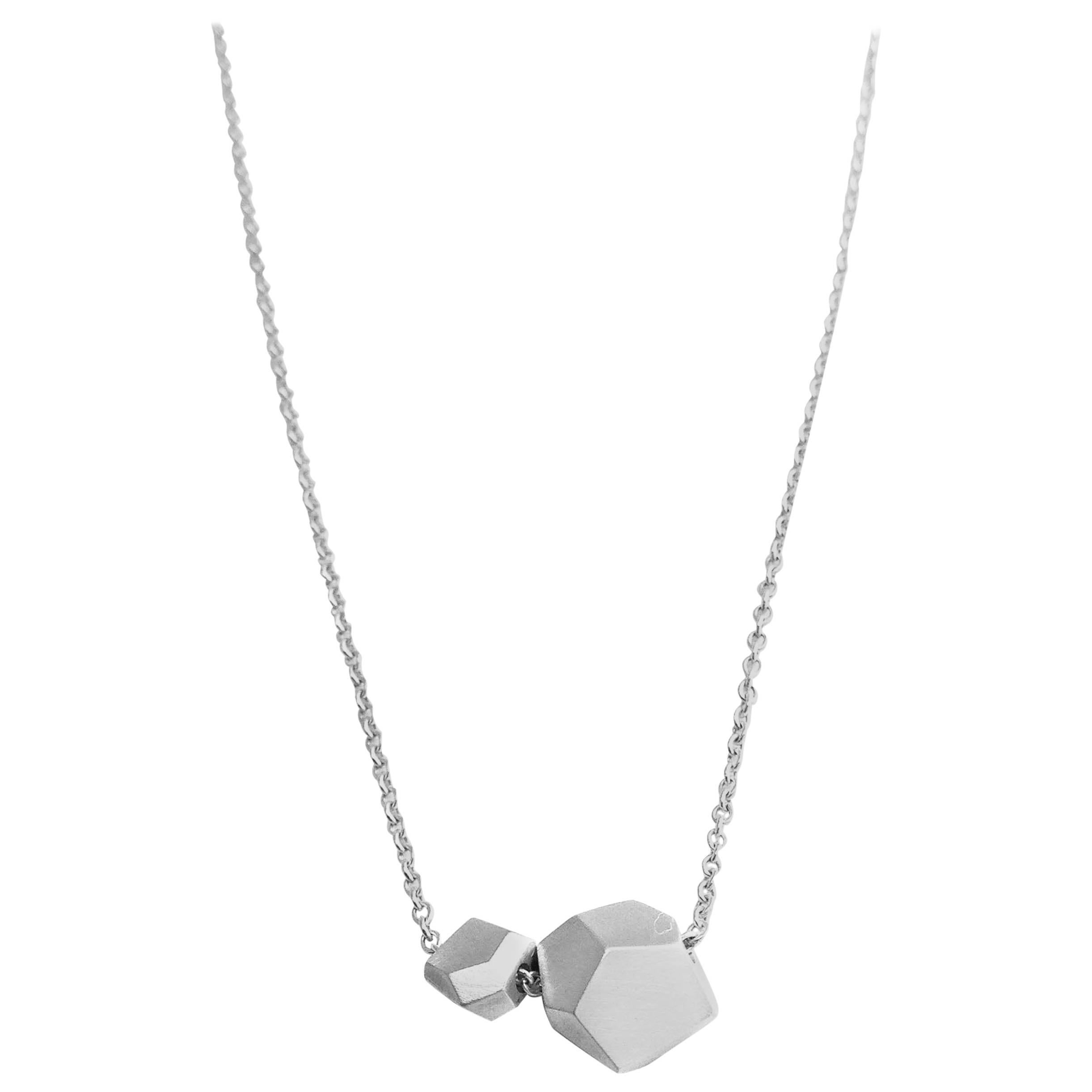 Sterling Silver Facet Bead Necklace For Sale