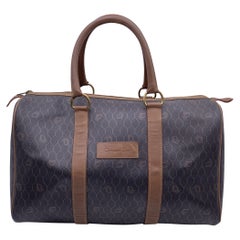 Christian Dior Vintage Grau Monogramm Canvas Satchel Boston Tasche