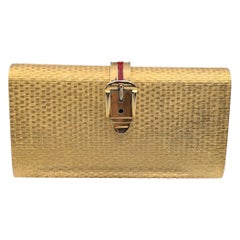 Gucci Vintage Rare Gold Metal Basket Look Evening Clutch Bag