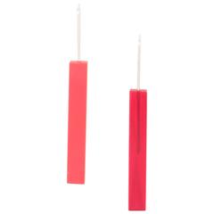 pixi stik Sterling Silver Hot Pink Acrylic Pixi Stick Hook Earrings