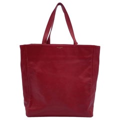 Saint Laurent Red Leather North South Reversible Tote Shopping Bag