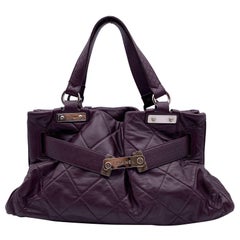 Chanel Limited Ed Purple Quilted Leather Paris-Londres Satchel Bag