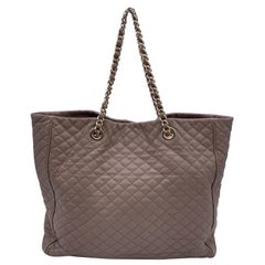 D&G Dolce & Gabbana Taupe Quilted Leather Lily Glam Tote Bag
