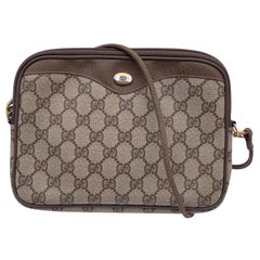 Gucci Vintage Beige GG Monogram Canvas Crossbody Messenger Bag