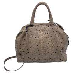 Bottega Veneta Taupe Leder Umhängetasche mit Ösen und Riemen und Riemen