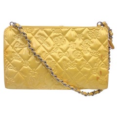Chanel Yellow Embossed Patent Leather Lucky Symbols Pochette Bag