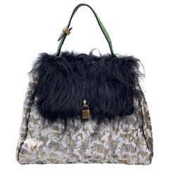 Marc Jacobs Silver and Gold Sequined Large Gilda Flap Bag Handbag