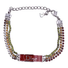 Christian Dior Bracelet Rasta multicolore en métal argenté