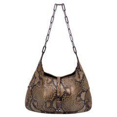 Gucci Beige Leather Hobo Jackie Shoulder Bag with Chain Strap