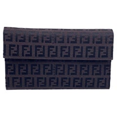 Fendi Brown Zucchino Monogram Canvas Flap Wallet Coin Purse
