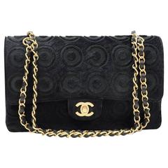 Chanel 2.55 10" Double Flap Black Coco Pony Hair Shoulder Bag