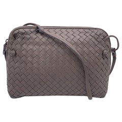 Bottega Veneta Taupe Intrecciato Woven Leather Nodini Crossbody Bag