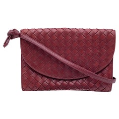 Bottega Veneta Vintage Burgundy Intrecciato Leather Small Shoulder Bag
