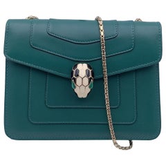 Bulgari Bvlgari Green Leather Small Serpenti Forever Shoulder Bag