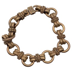 Celine Paris Vintage Antiquated Gold Metal Chain Link Bracelet