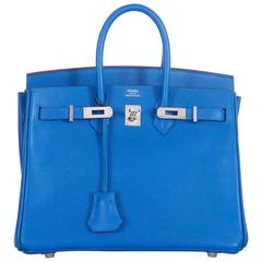 Hermes Birkin 30 Bag Bleu Mykonos Ostrich Leather with Gold Hardware –  Mightychic