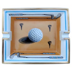 Hermès Golf Print Zigarren Aschenbecher ändern Tablett Porzellan Gold