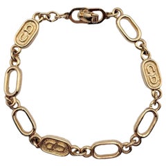 Christian Dior Vintage Gold Metall Oval Kette Gliederarmband