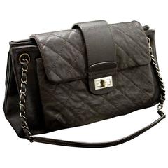 CHANEL Caviar Chain Shoulder Bag Dark Brown Silver Quilted Flap 2