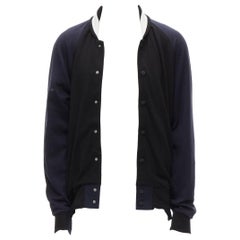 SACAI navy black cotton cashmere blend white raglan bomber JP2 M