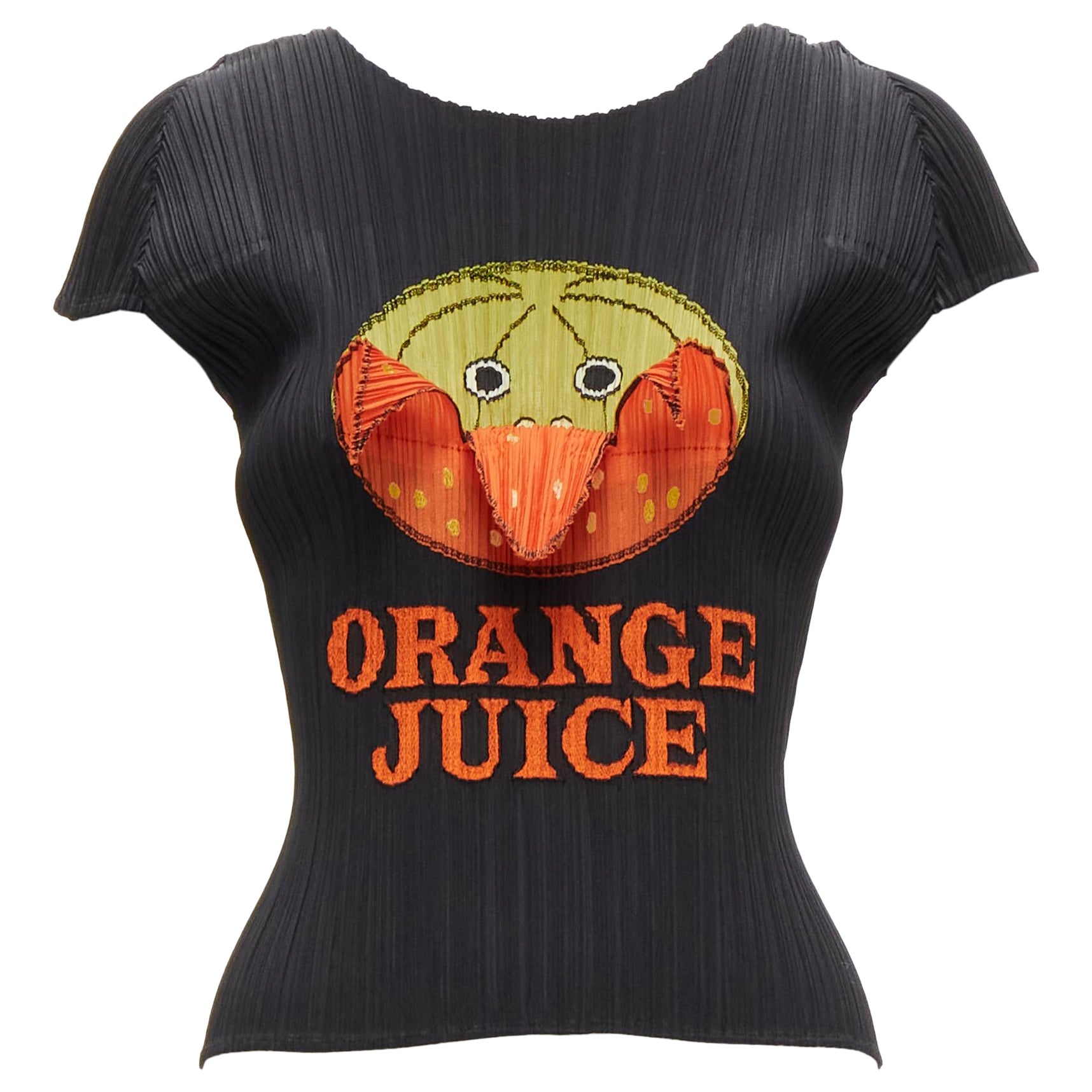 rare ISSEY MIYAKE Pleats Please 2008 Vintage Orange Juice peelable black top JP3 For Sale