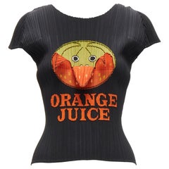 raro Issey Miyake Pleats Please 2008 Vintage Orange Juice top nero pelabile JP3