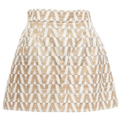 ENTINO VLOGO Goldweißer Monogramm-Jacquard-Minirock mit A-Linien IT38 XS