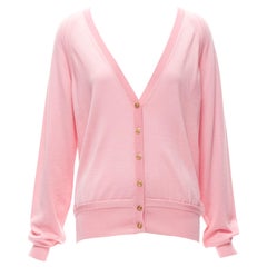 VERSACE 2020 Medusa Strickjacke aus rosa Wolle, Kaschmir und Seide mit Knöpfen aus Medusa IT44 L