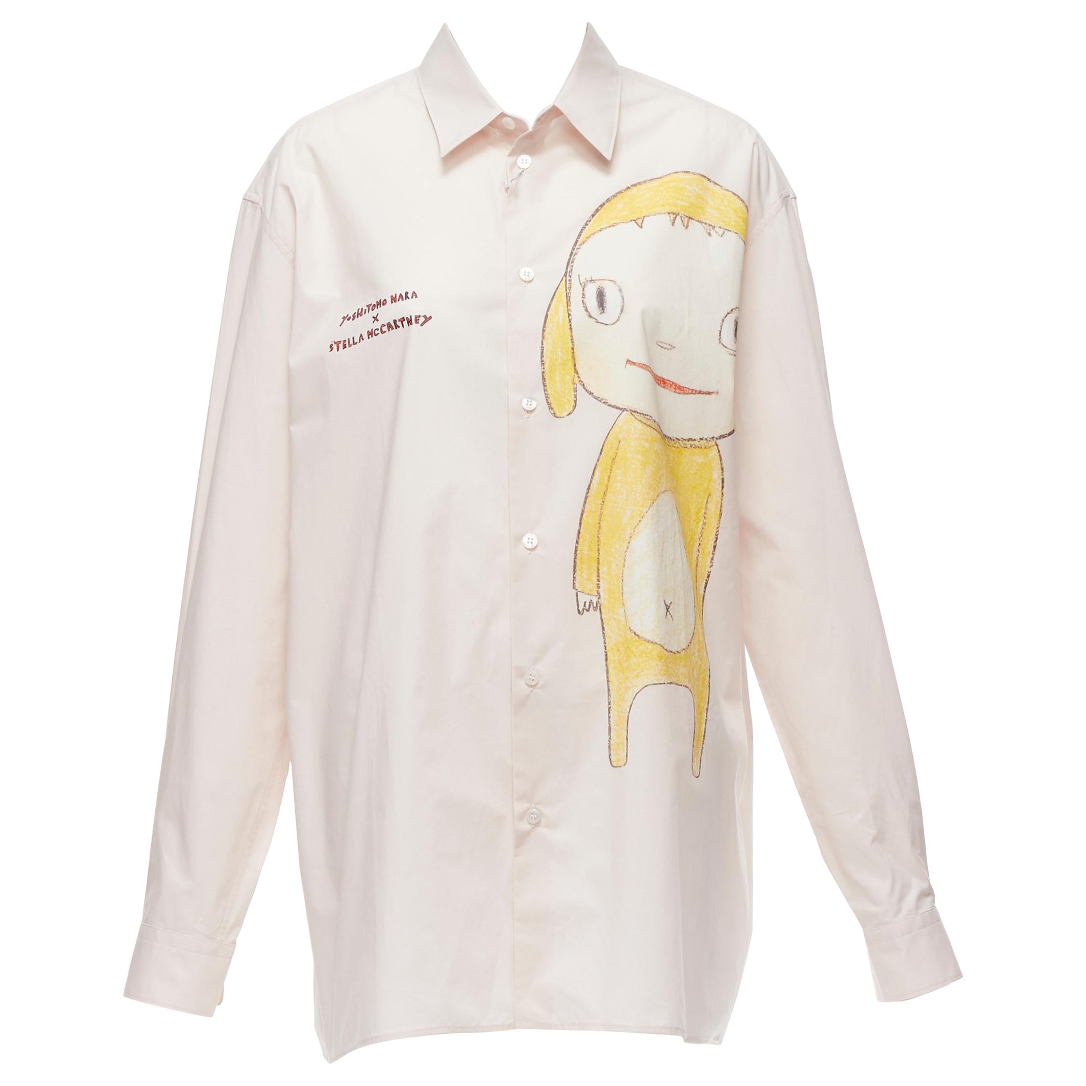 Stella MCCARTNEY I.L.A. 2021 Chemise oversize en coton rose à imprimé graphique L en vente